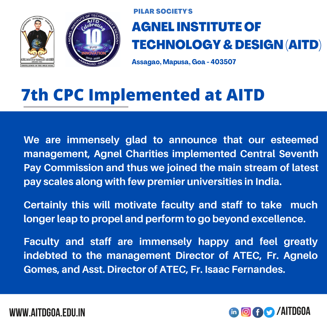 7th CPC Implemented At AITD - Mechanical Engineering Department