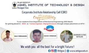 Mechanical Engineering (2025 Batch) placed in ARIES through campus placement @ AITD