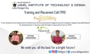 Electronics & Communication Engineering and Computer Engineering(2025 Batch) placed in Vayavya through campus placement @ AITD