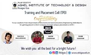 Electronics & Communication Engineering (2025 Batch) placed in DILO through campus placement @ AITD