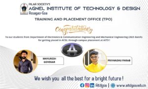 Electronics & Communication Engineering (2025 Batch) placed in ACGL through campus placement @ AITD